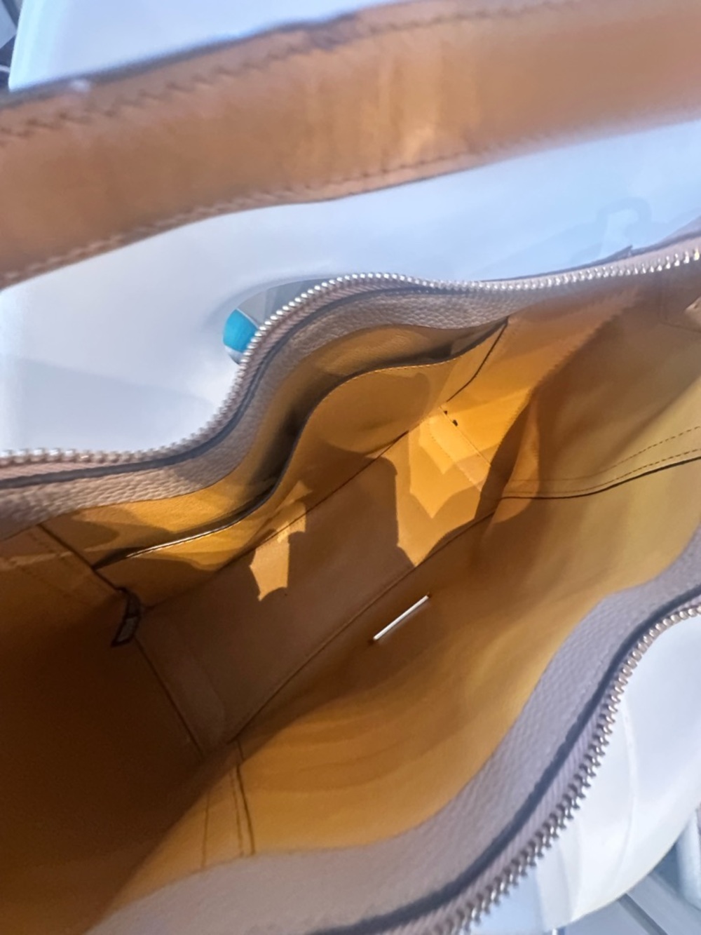 2x$80- Michael Kors Taupe Leather Shoulder Bag with yellow and Gold Accents - Picture 12 of 13